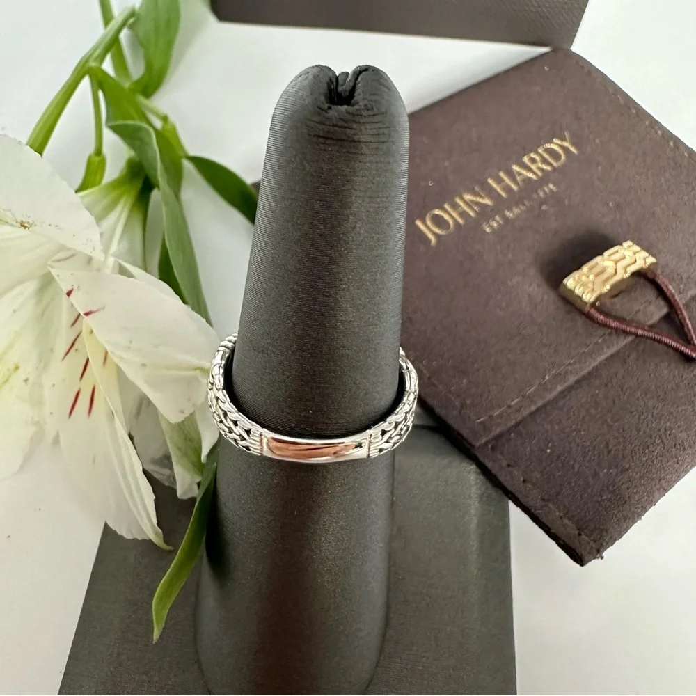 John Hardy Silver Diamond Pave Circle Contour Ring.